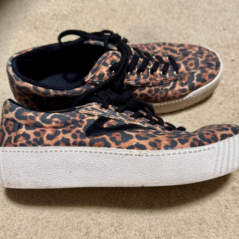 Tretorn Brown and Black Sneakers with Leopard Print